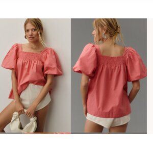 NWOT Maeve by Anthropologie Puff-Sleeve Smocked Blouse